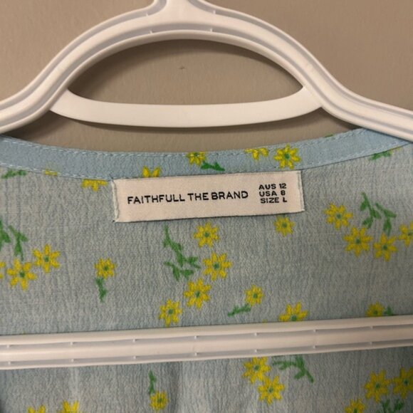 Faithfull The Brand Light Blue Sunflower Blouse - Picture 4 of 5